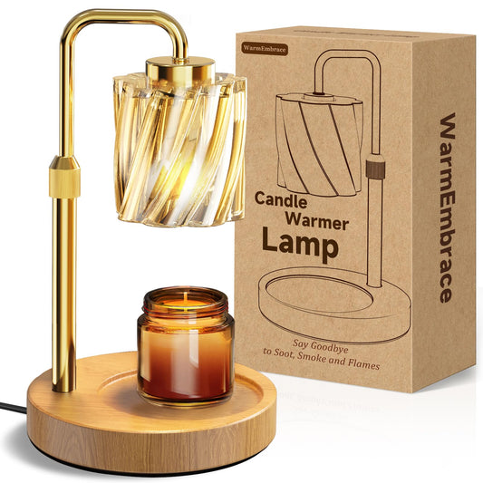 WarmEmbrace Candle Warmer Lamp with Adjustable Height& & Timer Dimmable Light, Gifts for Mom Women, House Warming Gifts New Home Bedroom Decor, Wax Melt Warmer for Jar Candles with 2 Bulbs/Gold