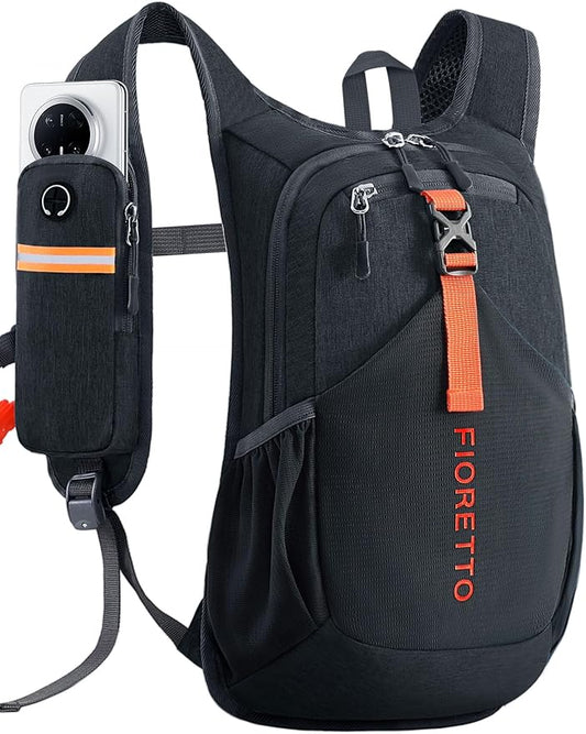 FIORETTO 10L Hiking Backpack for Women Men Mini Packable Backpack Lightweight Small Daypack for Camping Travel Outdoor, Black