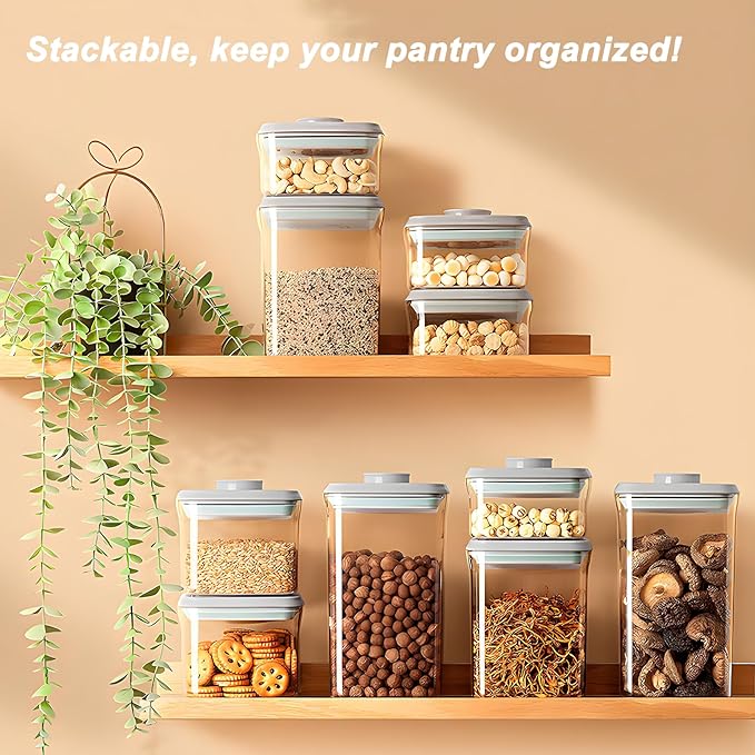 Kahyeets Airtight Food Storage Containers with Lids Pop Up Containers Pasta Organizer for Kitchen Pantry Cereal Snack Flour Sugar Coffee (3pc 3300ml / 3.48qt)