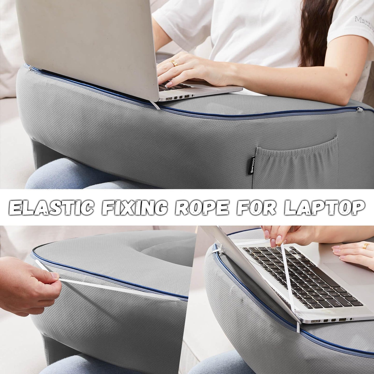 cooloo8 Reading Pillow with Armrests – Extra Large Memory Foam Gaming Pillow for Adult, Lap Desk for Laptop, Arm Rest for Working, Crocheting, Playing Game or Siting in Bed, Floor, Sofa, (Grey)