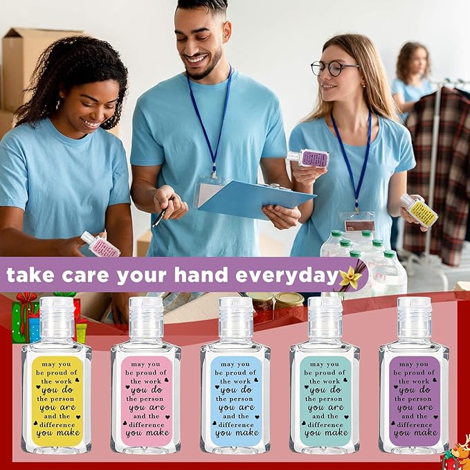 50 Pcs Thank You Gifts for Coworker Mini Hand Sanitize Gel Bulk Scent Hand Sanitizer Travel Size Inspirational Appreciation Gifts for Party Supplies Friends Teacher Employee
