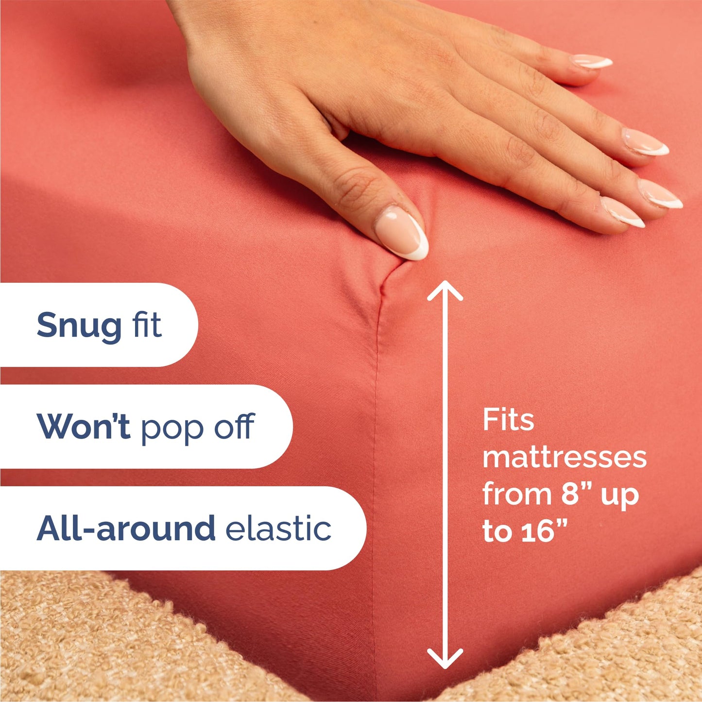 Queen Size 4 Piece Sheet Set - Comfy Breathable & Cooling Sheets - Hotel Luxury Bed Sheets for Women & Men - Deep Pockets, Easy-Fit, Extra Soft and Wrinkle Free Sheets - Coral Oeko-Tex Bed Sheet Set