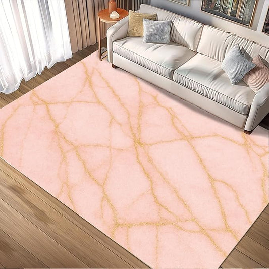 Abstract Marble Rugs - 7x10 Area Rug, Modern Art Area Rugs, Luxury Marble Living Room Rug, Washable & Non Slip Large Rug Home Decor