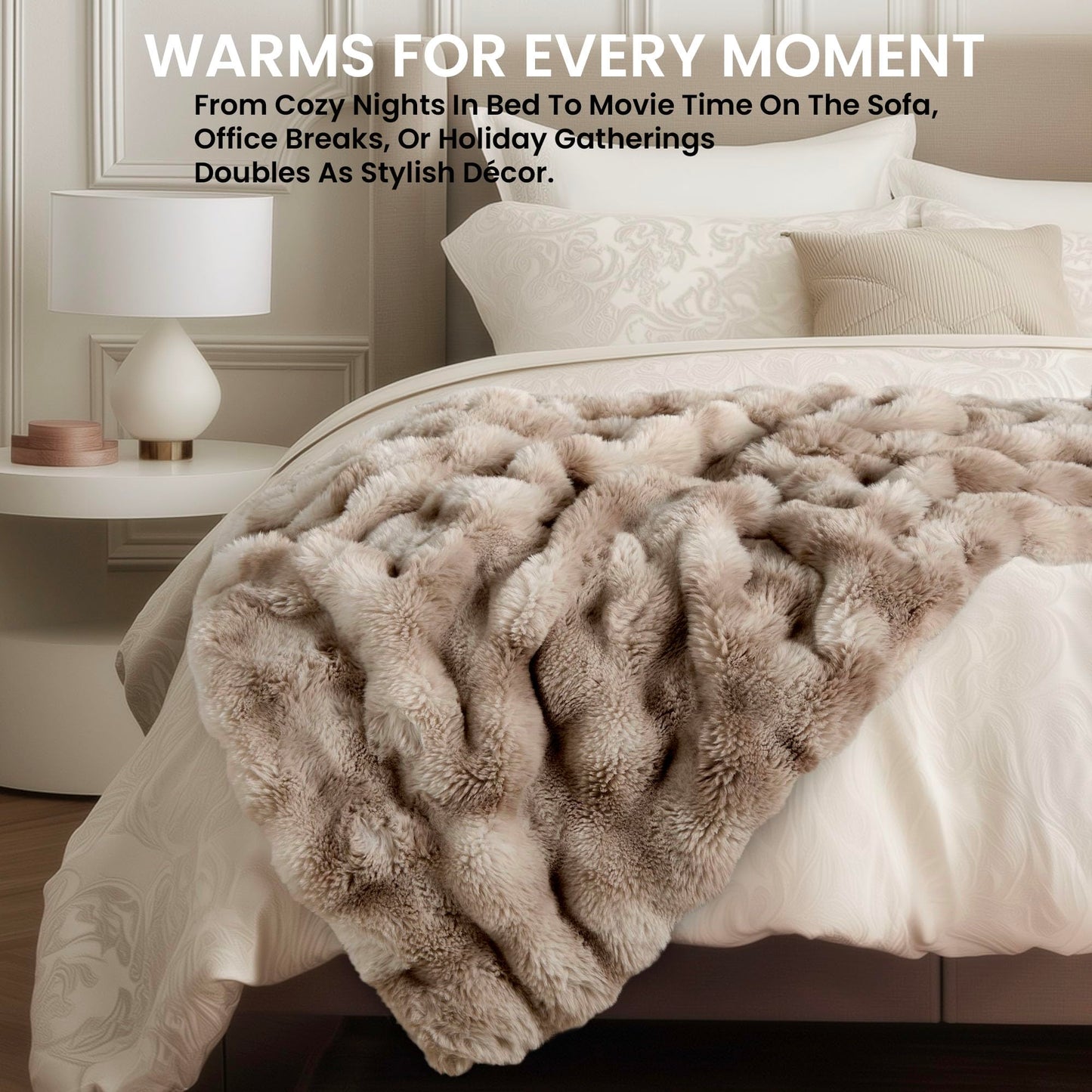 Electric Heated Blanket for Girls & Women, Soft & Luxurious,Faux Fur Heating Throw Blankets, 6 Heat Settings, Overheat Protection, Quick Heating, Memory Function, Giftable, 50"x60",Tie-dye Light Taupe