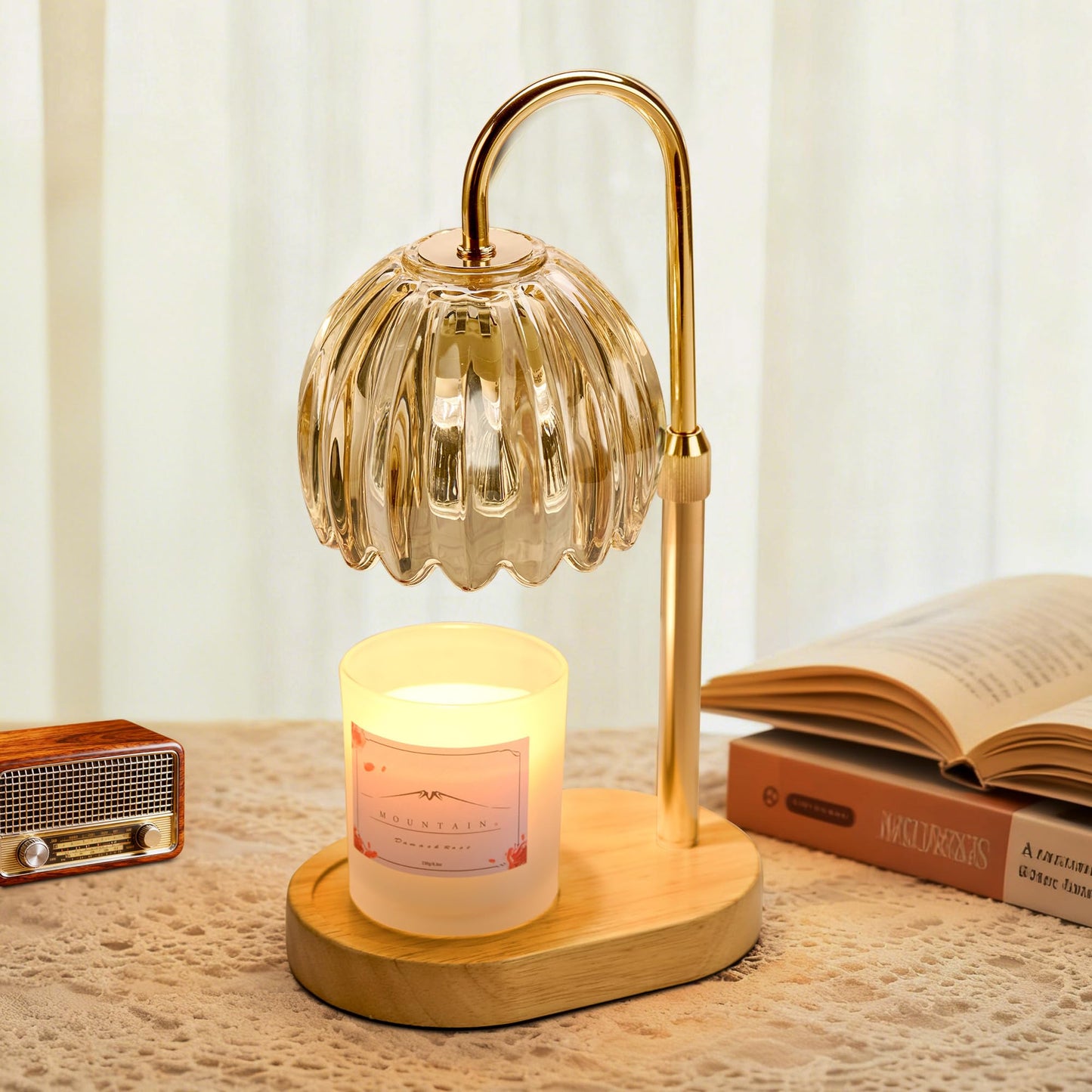 Heymirro Candle Warmer Lamp with Timer Dimmer Adjustable Height, for New Home Decor,Valentine's Day, Birthday Gifts for Women,Wax Warmer Lamp for Jar Candles with 2 Bulbs(Gold)