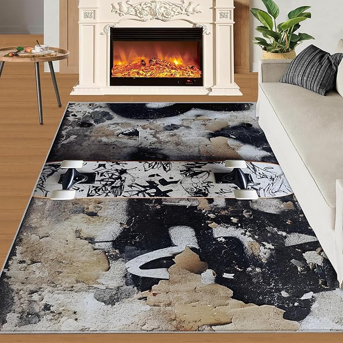 Dragons Rug for Living Room, Fantasy Animals 5x7 Area Rug Magical Creatures Rug for Bedroom Non-Slip Indoor Floor Carpet, Low Pile Resistant Carpet for Dining Room, Office, Home Decor