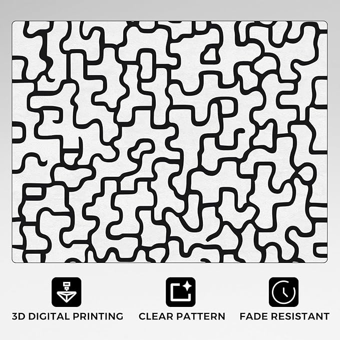 Abstract Geometric Rugs for Home Decor, 5x8 ft, Black and White Labyrinth Area Rugs for Living Room, Soft Non Slip Washable Modern Abstract Line Carpet Bedroom Decorations Dt-Ghf-31