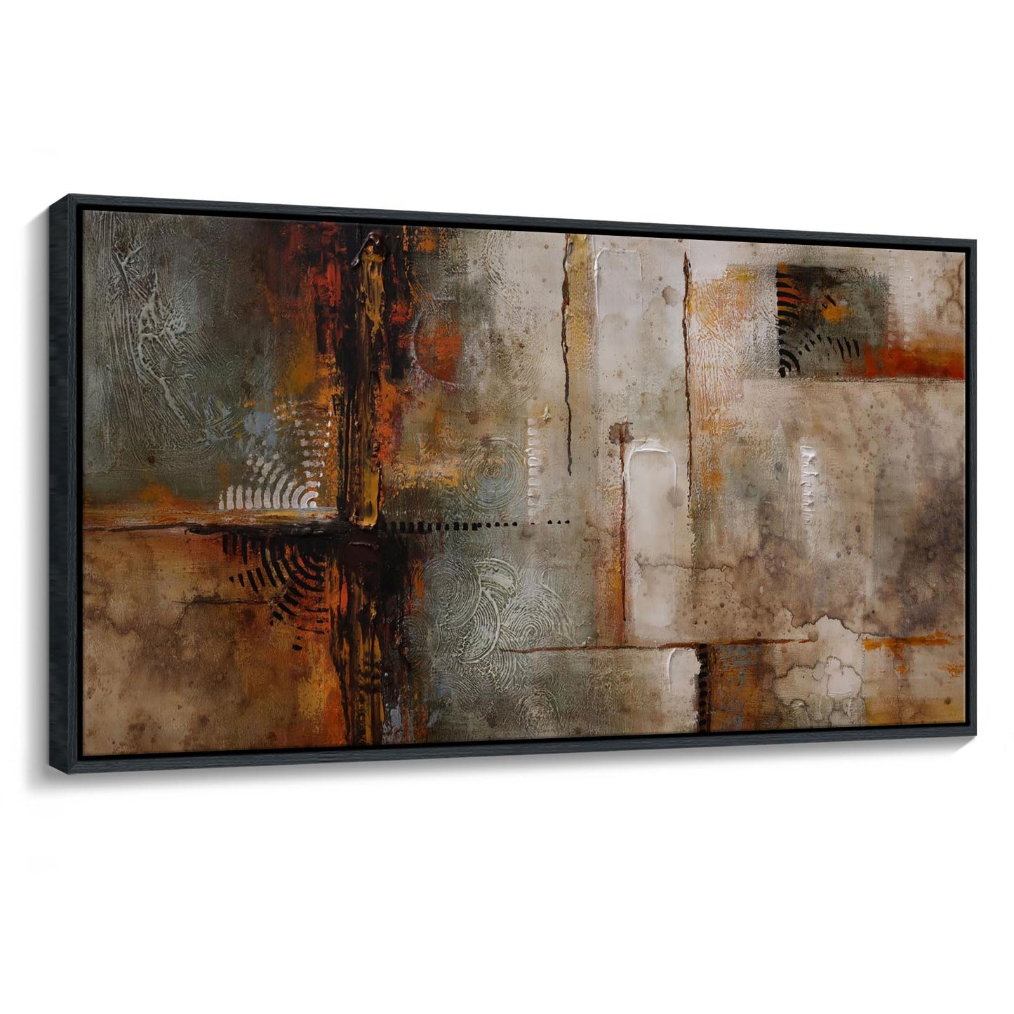YDYSUNE Large Framed Abstract Wall Art Brown Subtle Textured Canvas Picture & Painting | Ready to Hang Artwork Decor for Living Room, Bedroom Decoration Easy to Hang 24×48 INCHES