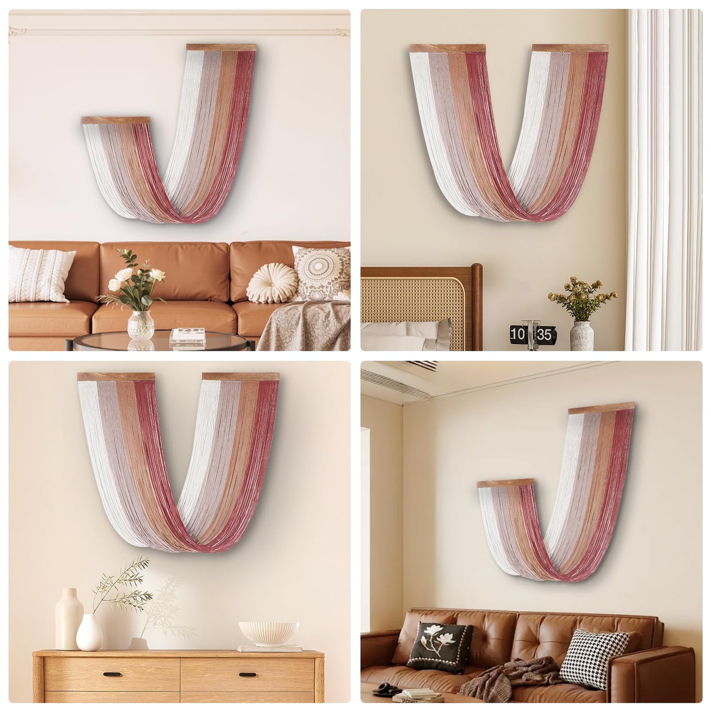 lokeisna Large Macrame Wall Hanging, Macrame Room Decor Wall Art, Boho Wall Decor Tapestry for Bedroom above Bed Wall Decor Living Room, Macrame Wall Decoration Fashional Gift, 33"x15" Large Red
