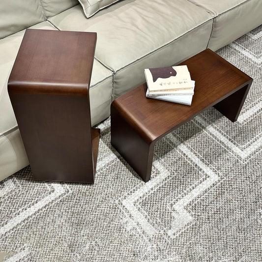 TTYXSUEPT C-Shaped Side Table, Solid Wood End Table for Couch Sofa and Bed, Wooden C Tables for Living Room Bedroom, Small Snack Tray Table for Space Saving (2, 27.2" H-Brown)