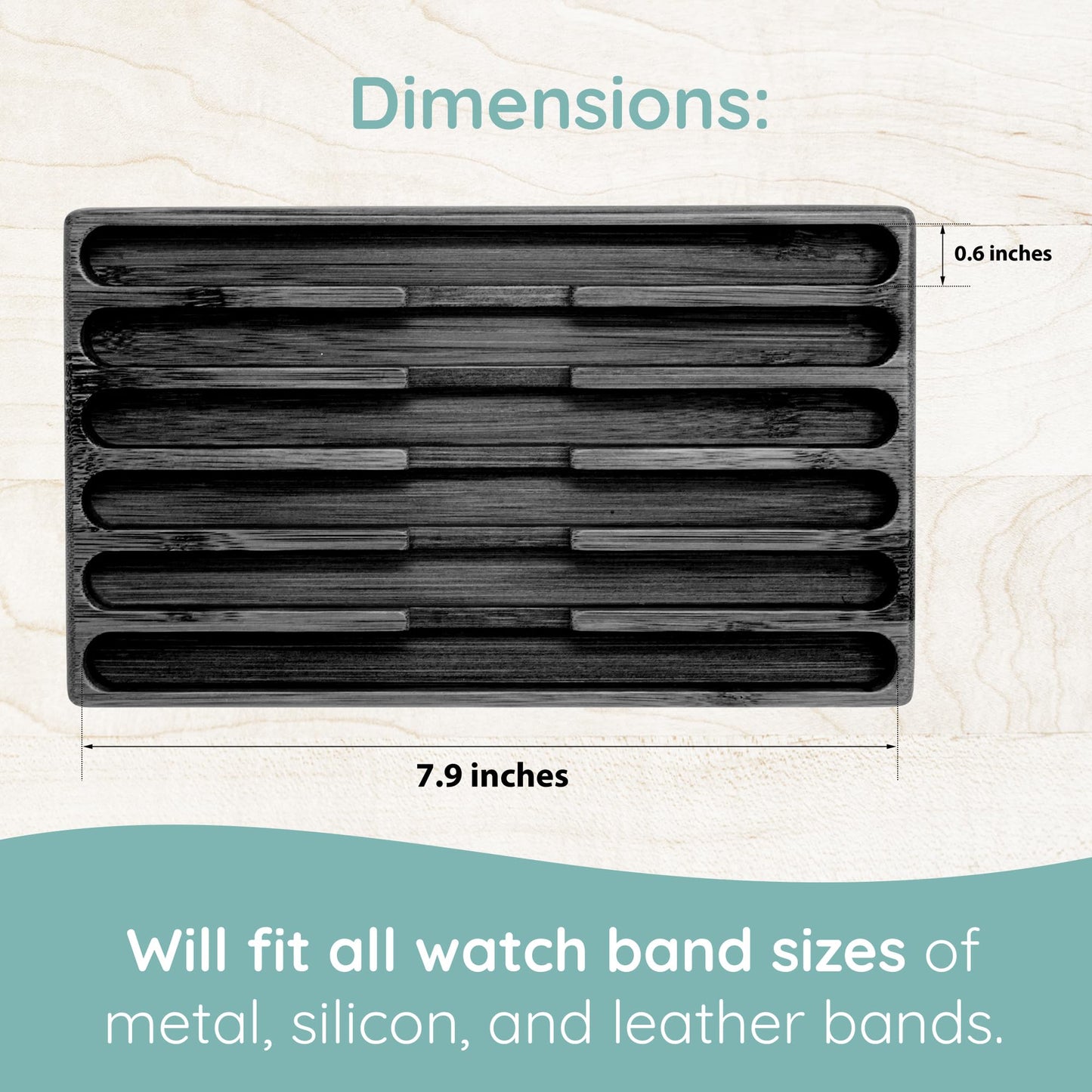ATP MODERN Wooden Watch Band Organizer - Works with All Apple Watch Bands - Watch Band Holder - Wooden Watch Stand Display - Birthday Gift for Her (6, Black)