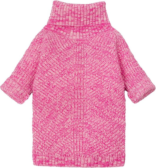 Fitwarm Knitted Turtleneck Dog Sweater, Cozy Dog Winter Clothes for Small Dogs Girl, Holiday Pet Outfit, Heather Pink, XL