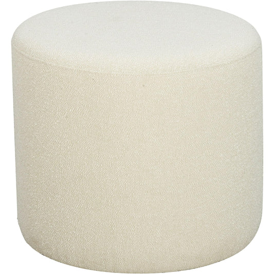 Studio Living Wentworth 19" Round Ottoman, Urban Transitional, Fully Assembled, Soft Boucle Fabric, Snow