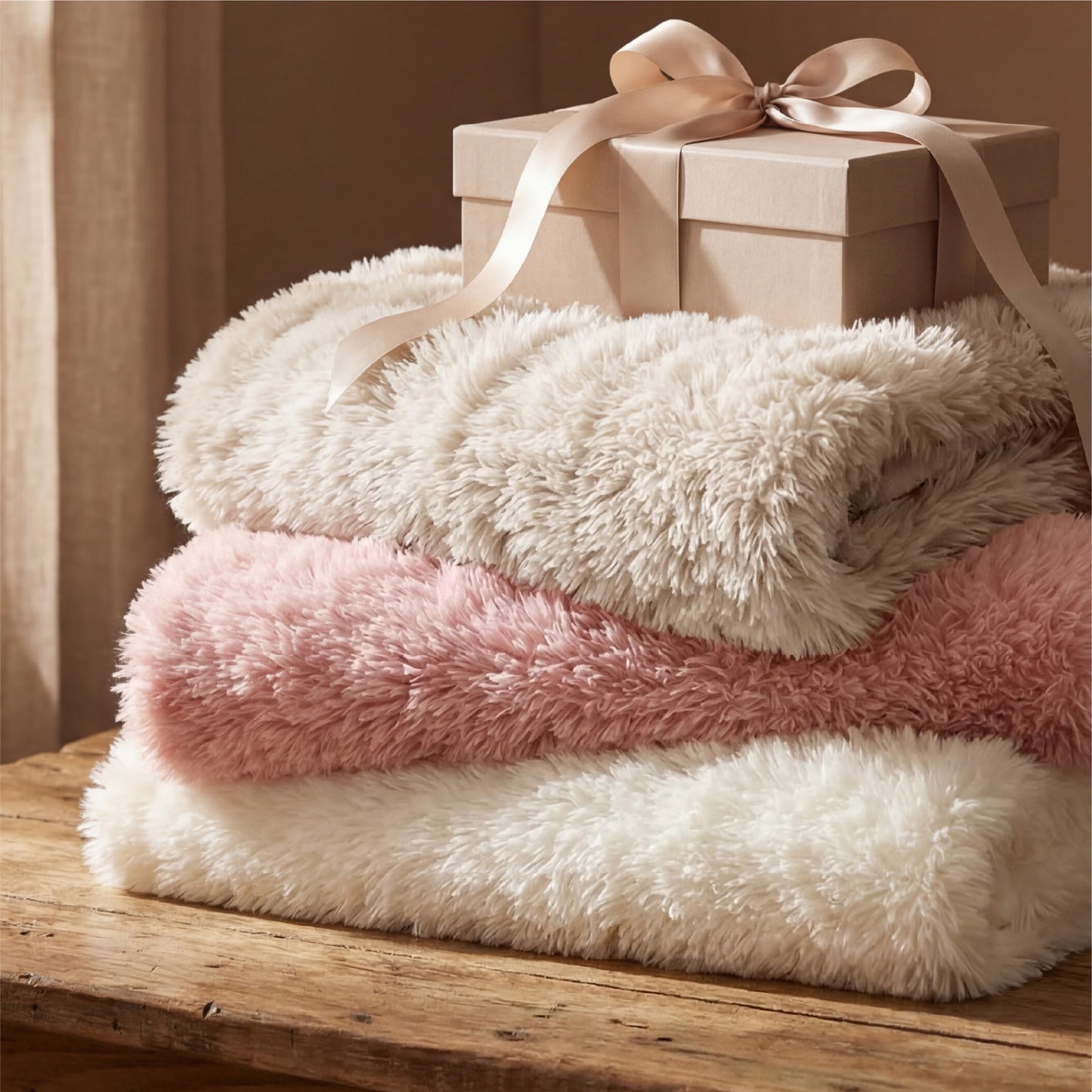 Bedsure GentleSoft Luxury Faux Fur White Queen Blanket for Couch, Extra Soft Fuzzy Fluffy Shaggy Blanket Gifts for Women, Warm Cozy Plush Comfrt Fleece Throw for Room Decor, 90x90 Inches