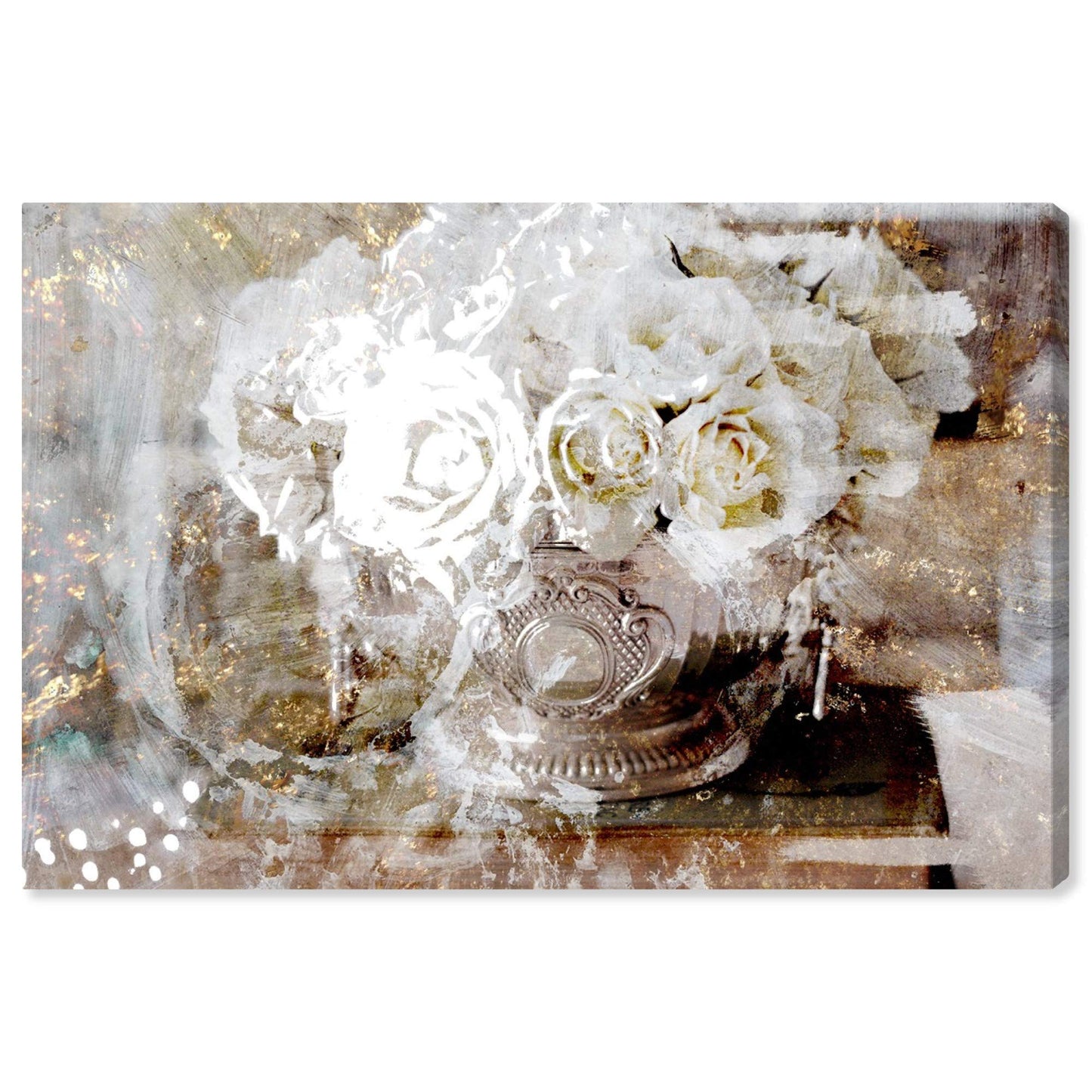 The Oliver Gal Artist Co. Floral Wall Art Canvas Prints 'Serving Roses' Home Décor, 15" x 10", Tan