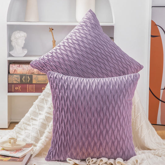 MADIZZ Set of 2 Super Soft Velvet Decorative Throw Pillow Covers 18x18 inch Violet Square with Texture Luxury Style Cushion Case Pillow Shell for Sofa Bedroom