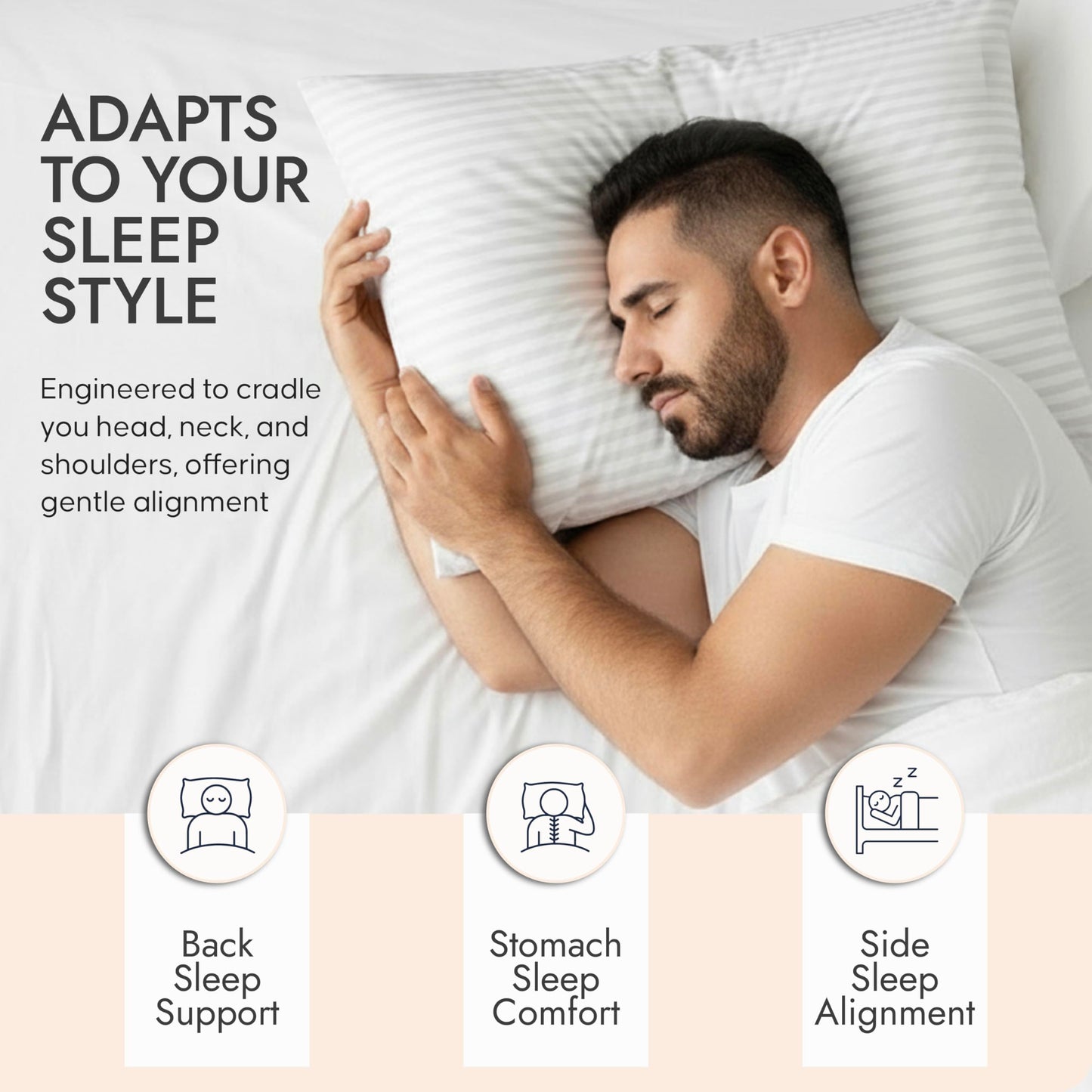 Better Bedding Company Bed Pillows for Sleeping - Standard/Queen Pillows Set of 2 - Cooling Down Alternative Hotel Quality Pillow for Side, Back & Stomach Sleepers - 100% Cotton Cover Bedding