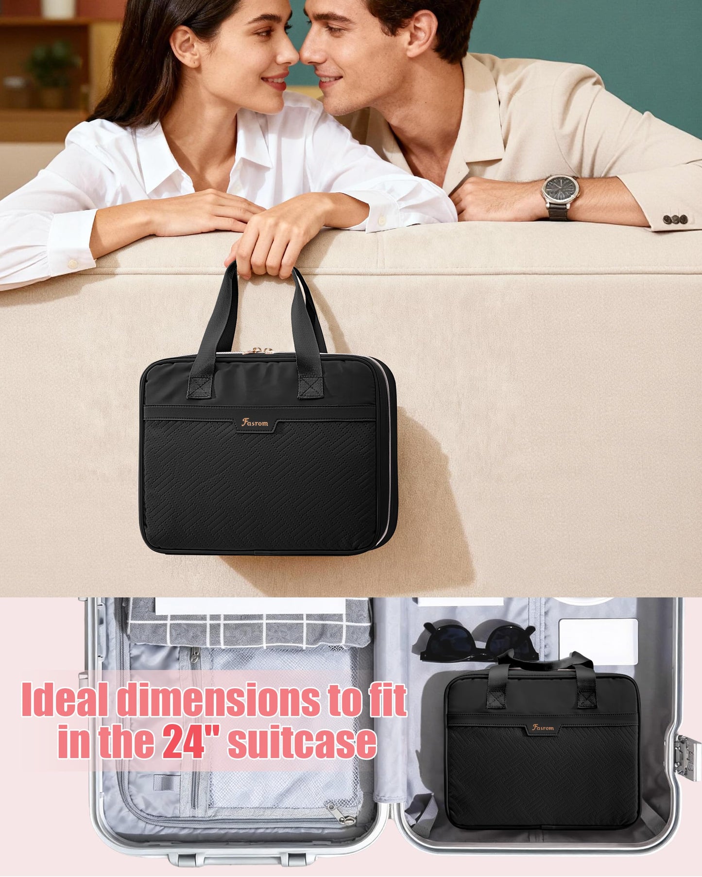 Fasrom Discreet Bag for Toys, Private Toy Storage Bag with Lockable Zipper and Detachable Pouches, Travel Toy Box Organizer for Adult Men and Women, Black (Bag Only, Patent Design)