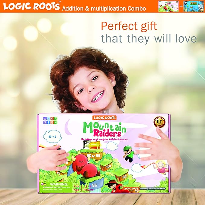LogicRoots Best Gifts for 7 Year Old Boys and Girls | Addition and Multiplication Games Combo | Math Games for Second Grade and up