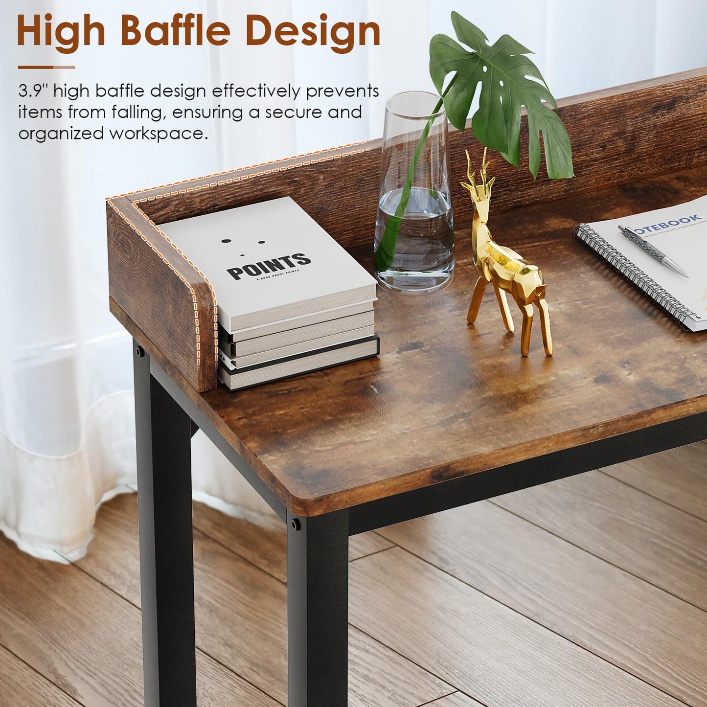 Arlopu Overbed Table with 360° Wheels, Queen Size Mobile Bed Desk with Heavy Duty Metal Leg, Sturdy Laptop Cart & Dining Table for Bedroom, Living Room, Hospital Use (Brown)