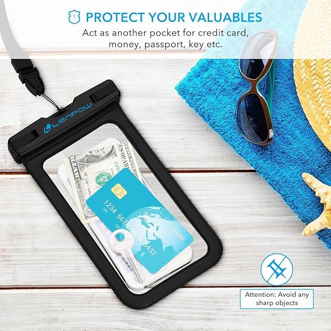 Universal Waterproof Phone Pouch, 2-Pack Waterproof Phone Lanyard Case Dry Bag with Neck Strap for iPhone 17 16 15 14 13 12 Pro Max Plus Samsung Galaxy S24 S23 Edge Note Google Pixel Sony up to 7.5"
