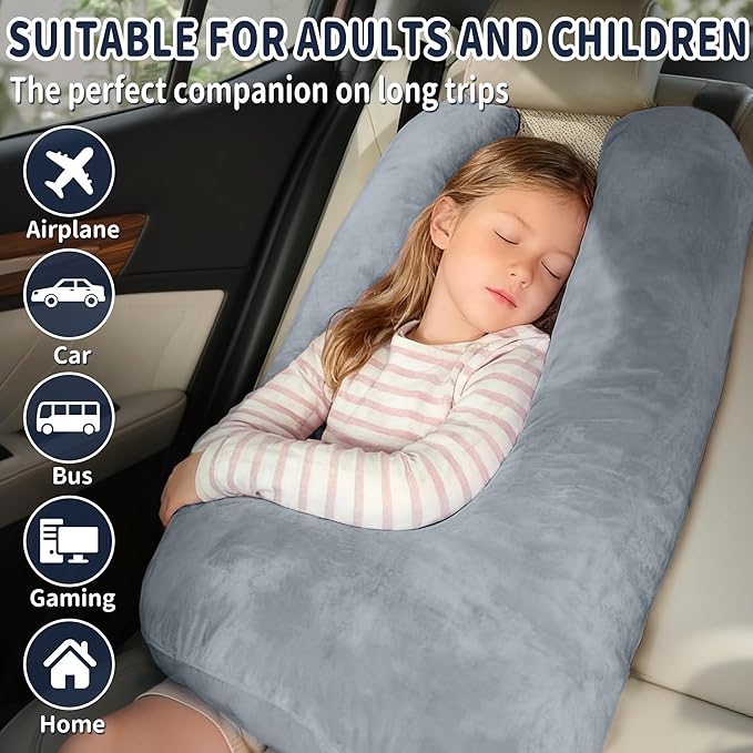 Car Pillow for Kids, Car Pillow, Travel Pillow Cushion for Car and Adults, Support Head and Neck on Road Trips, Blue