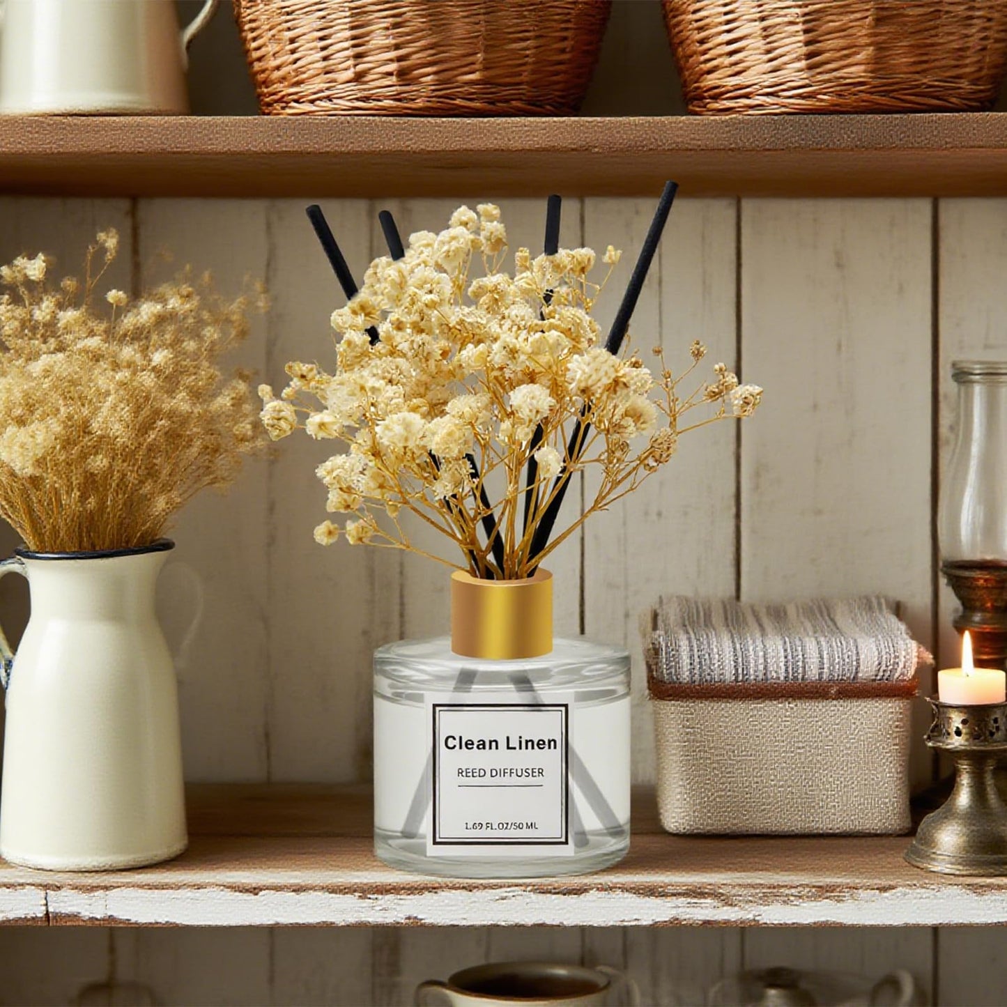 Pierides Reed Diffuser Set of 3 Pack,Clean Linen,Eucalyptus & Mint,Ocean Scented Oil Diffuser with 4 Sticks,Reed Diffusers for Home,Living Room,Bathroom Air Freshener Diffuser,50ml x 3