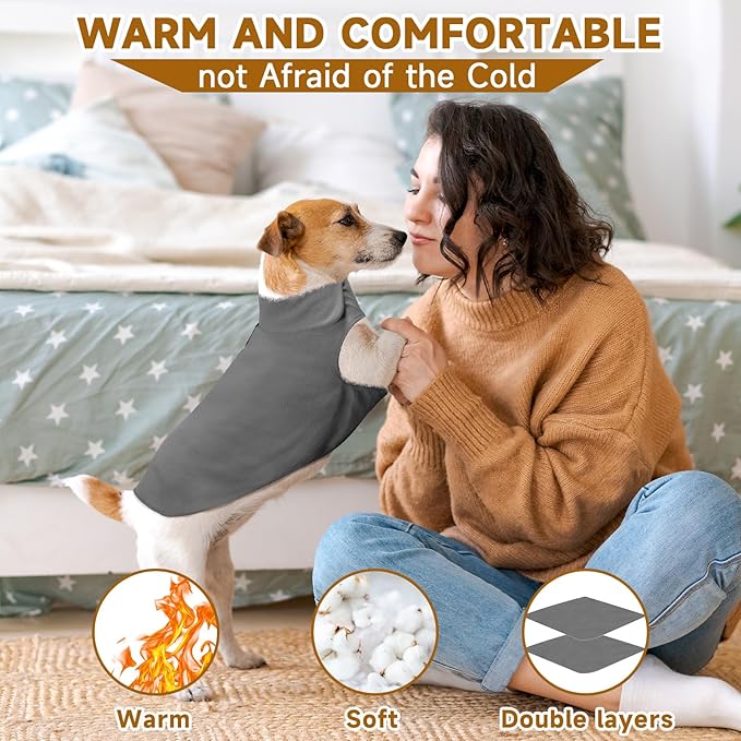 Bonawen Fleece Dog Coat Reflective Cold Weather Dog Jacket Apparel for Extra Large to Small Pets(Grey,3XL)