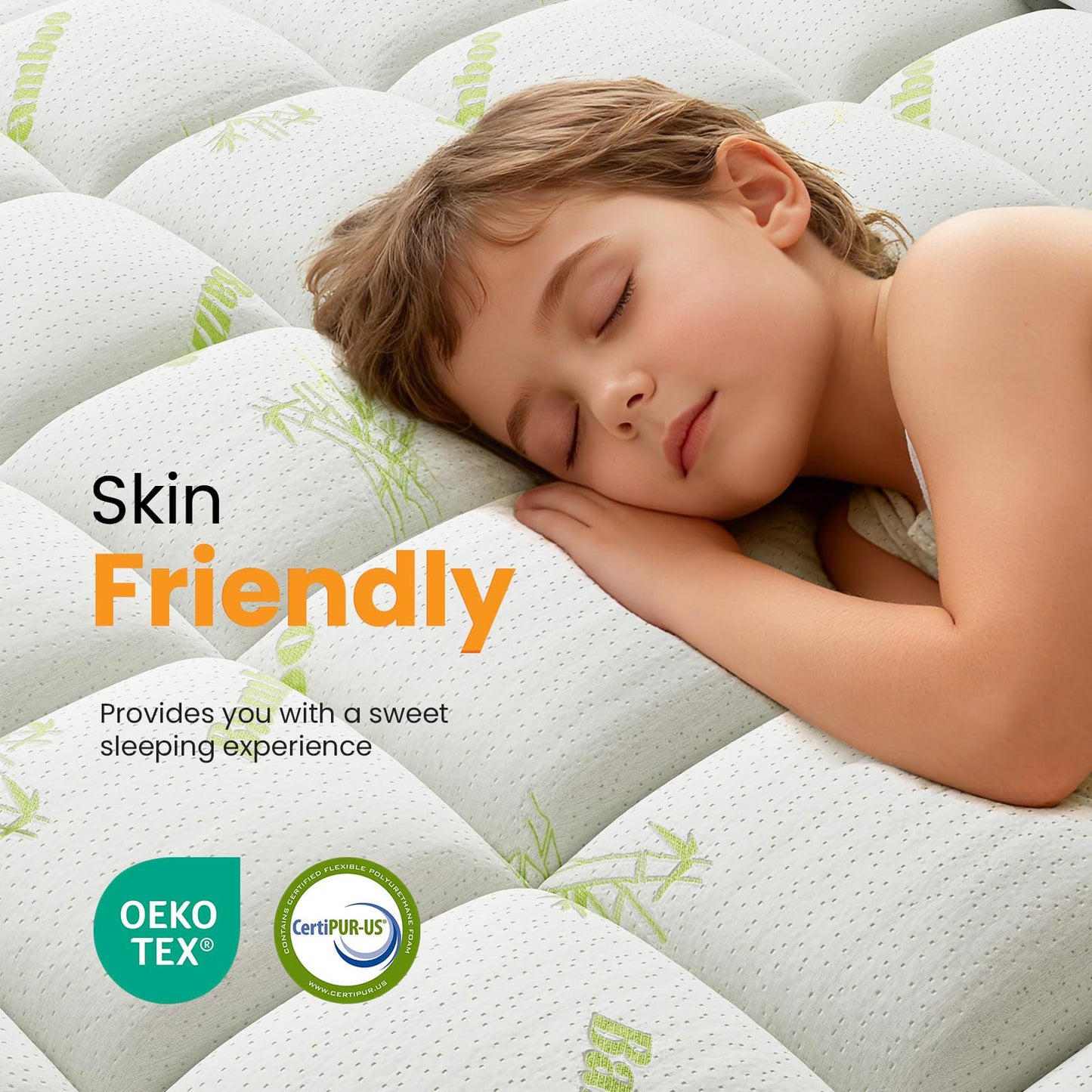 KMFurnila Ultra Soft Queen Size Mattress Topper - Viscose Made from Bamboo Pillow Top Mattress Pad for Comfort & Support - Naturally Cooling for Hot Sleepers, Green