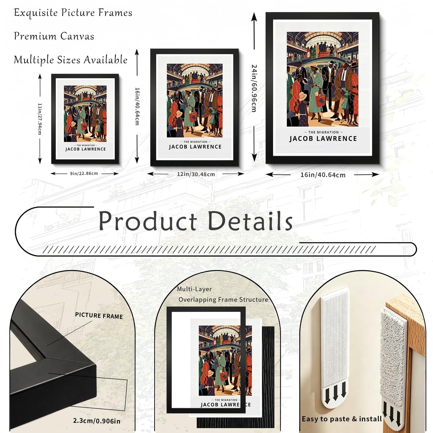 PYOYGU Black Art Wall Decor Framed, African American Canvas Wall Art Black People Poster Print, Social Realism Figurative Artwork for Living Room Bedroom Office, 9x11 Inch