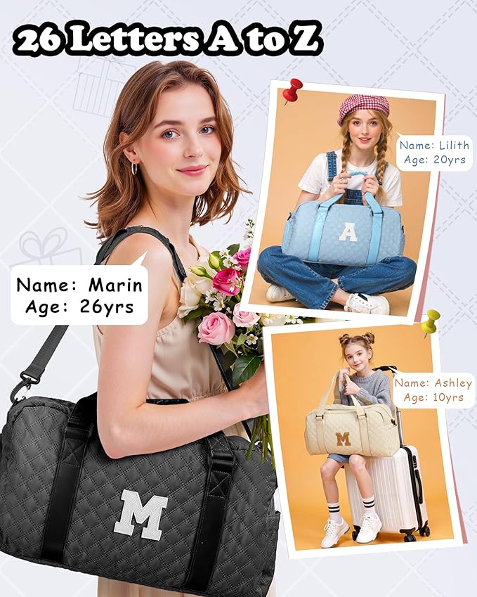 Elilier Personalized Gym Bag for Girls, Kids Travel Duffel Bag, Graduation Gift Ideas 2025, Monogram Weekender Bag with Shoes Compartment, Monogram others day gifts, Girls Gifts for Kids Friends