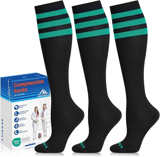 NEWZILL Medical Compression Socks for Women & Men, 20-30 mmHg Knee-High Support for Circulation, All-Day Comfort for Work Travel Running Cycling and Fitness
