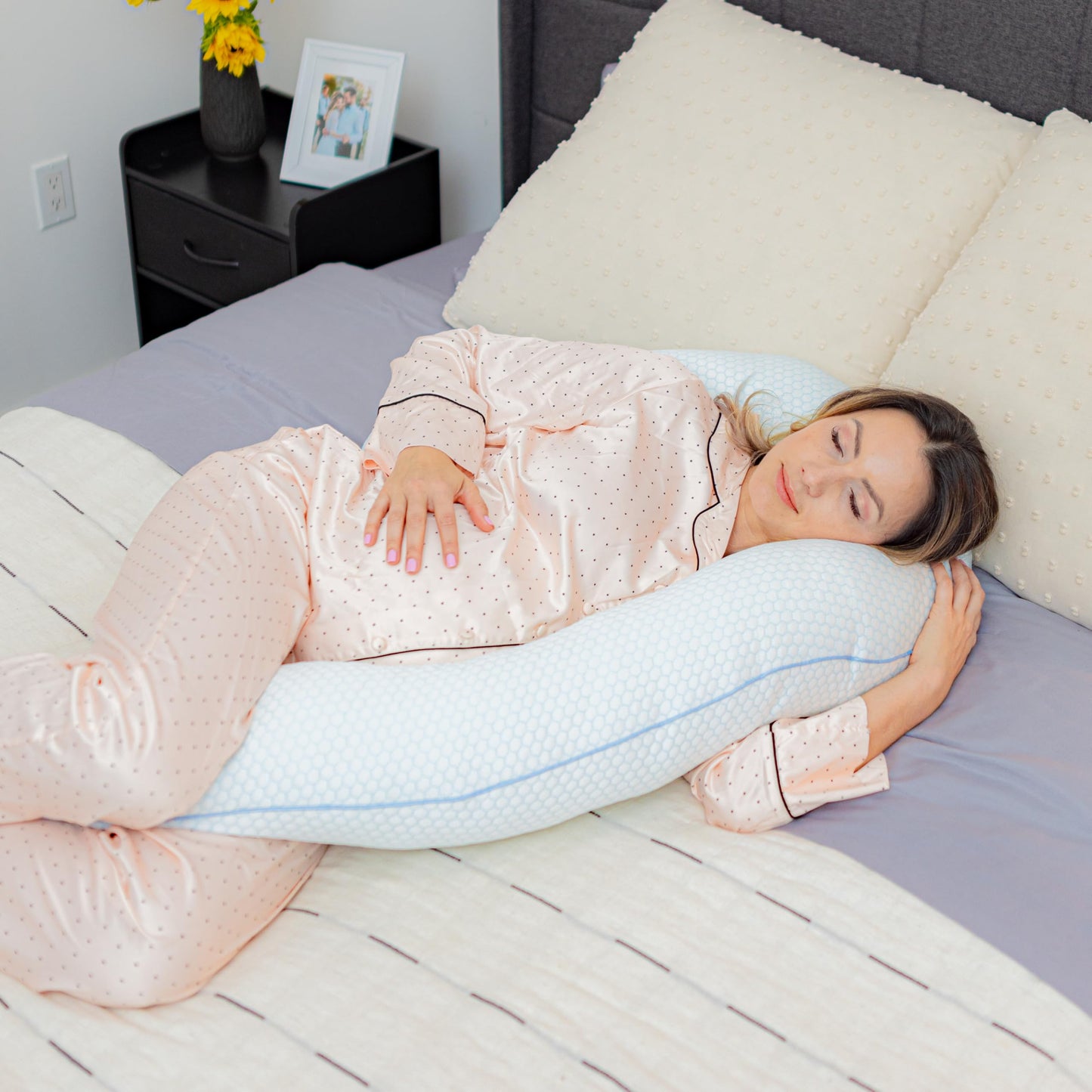 Contour Cool XL Swan Shaped Side Sleeper Pillow | Orthopedic Body Pillow for Tall Sleepers | Cooling XL Pillow Pillow Case | Body Pillow for Back Pain - 1 Pack