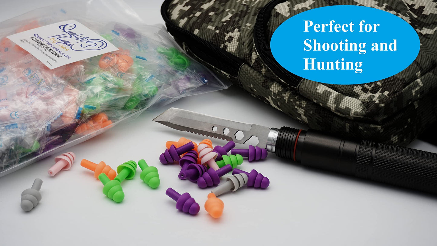 100 Pair Silicone Reusable Ear Plugs for Swimming, Sleeping, Concerts & Music - Bulk Pack of Swimmers Ear Plugs for Adults - Noise Reduction up to 25dB Swimming Earplugs for Men Women Ear Protection