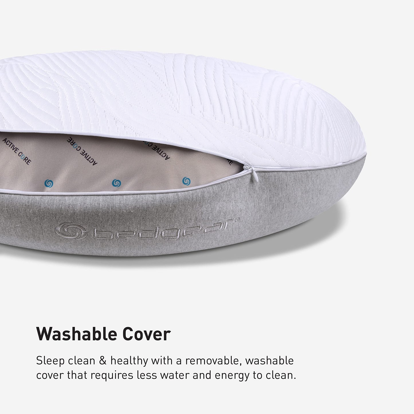 Bedgear Full Body Pillow - U-Shaped Design Ideal for Multiple Sleeping Positions - Provides Cooling and Conforming Support for Pregnant Women - Dual-Sided Washable and Removable Cover - 54" x 15"