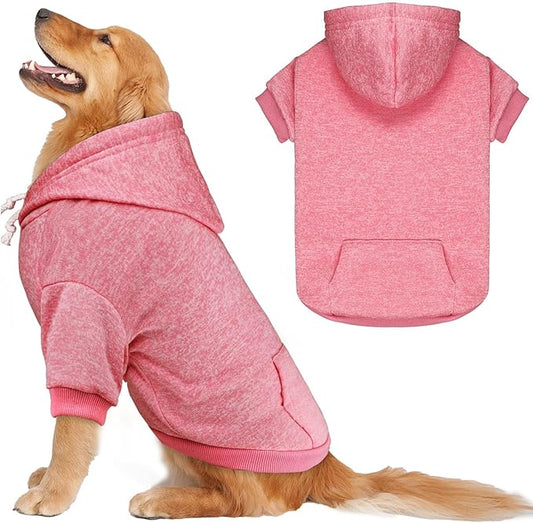 Dog Sweaters for Large Dogs,Pet Hoodie Fleece Pet Sweater Soft Clothes Sweatshirt with Pocket Dog Hoodie for Large Dogs(Pink&XXL)