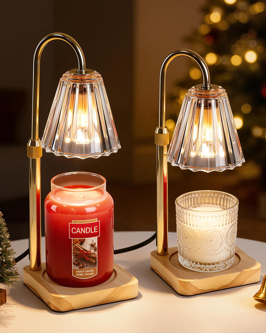 Marycele Candle Warmer Lamps 2 Pack, Electric Wax Warmer Lamp with Timer for Jar Candles, Aesthetic Home Decor, Housewarming Gifts for Women, Adjustable Height Clear