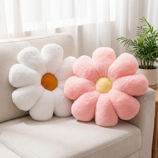 JZNEXD 2 Pcs Flower Throw Pillow Set for Teen Girls Bedroom Preppy Room Decor Aesthetic, Cute Daisy Decorative Preppy Throw Pillows for Bed Sofa Chair Home Decor (Pink & White)