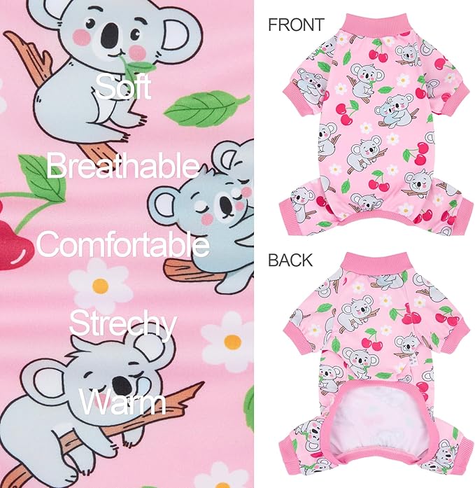 XPUDAC 4 Pieces Dog Pajamas for Small Medium Sized Dogs Stretchable Dog Pjs Soft Puppy Clothes Boy Girl Cats Pet Outfits, XX-Large