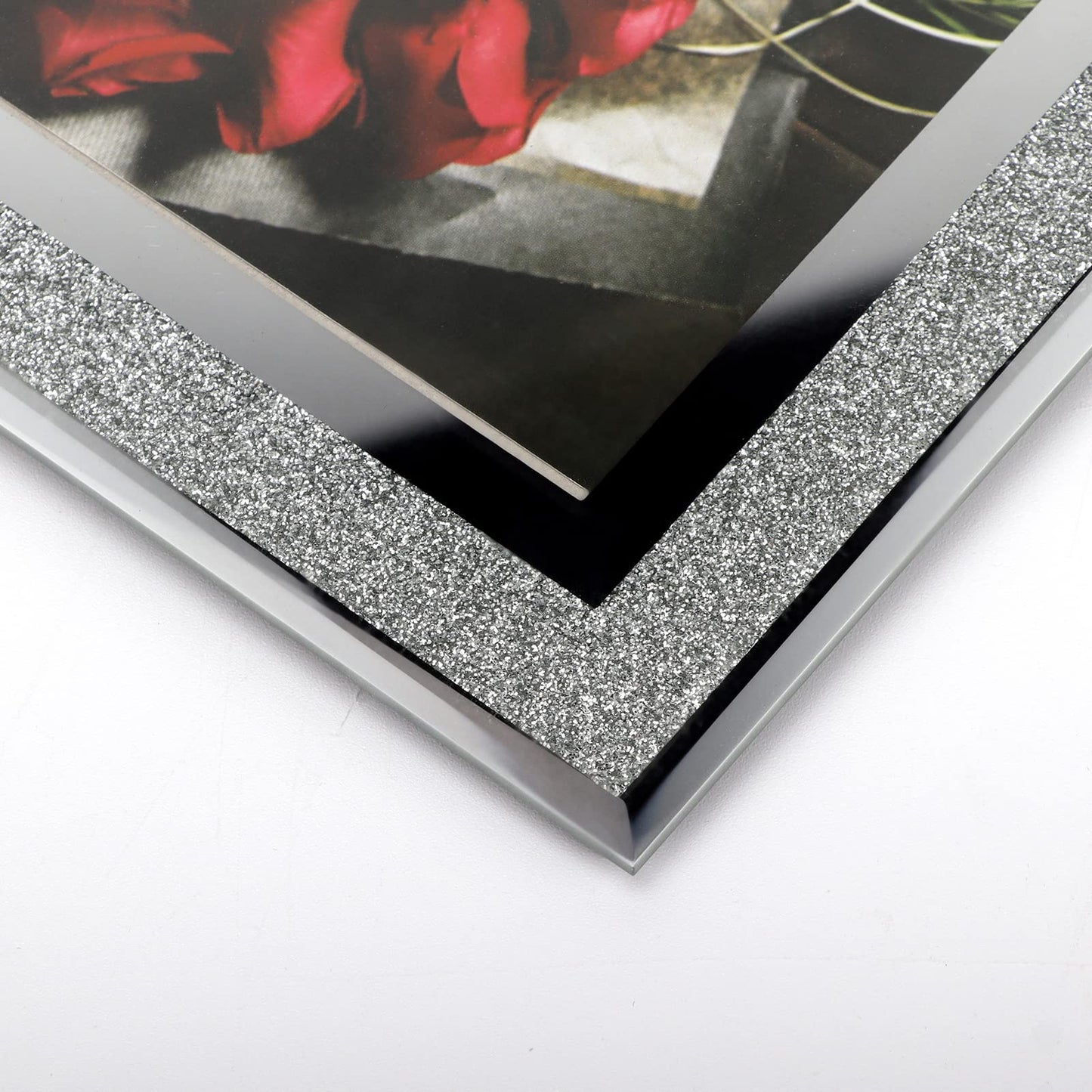 Calenzana 4x6 Glitter Picture Frames Set of 4, Sparkle Glass Photo Frame for Tabletop, Horizontal or Vertical Display