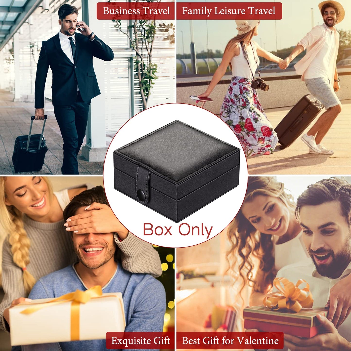 SIBOSUN Luxury PU Leather Pocket Watch Box Display Case Storage Case Black Pocket Watches Gift Box Jewelry Organizer for Men Women Gifts Box