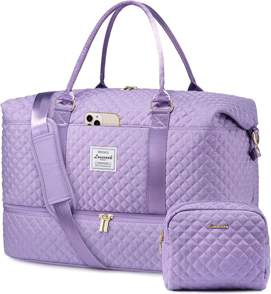 LOVEVOOK Travel Duffle Bag,Weekender Bags for Women with Shoe Compartment，Carry on Overnight Bag with Toiletry Bag,Gym Duffel Bag with Wet Pocket, Hospital Bags for Labor and Delivery
