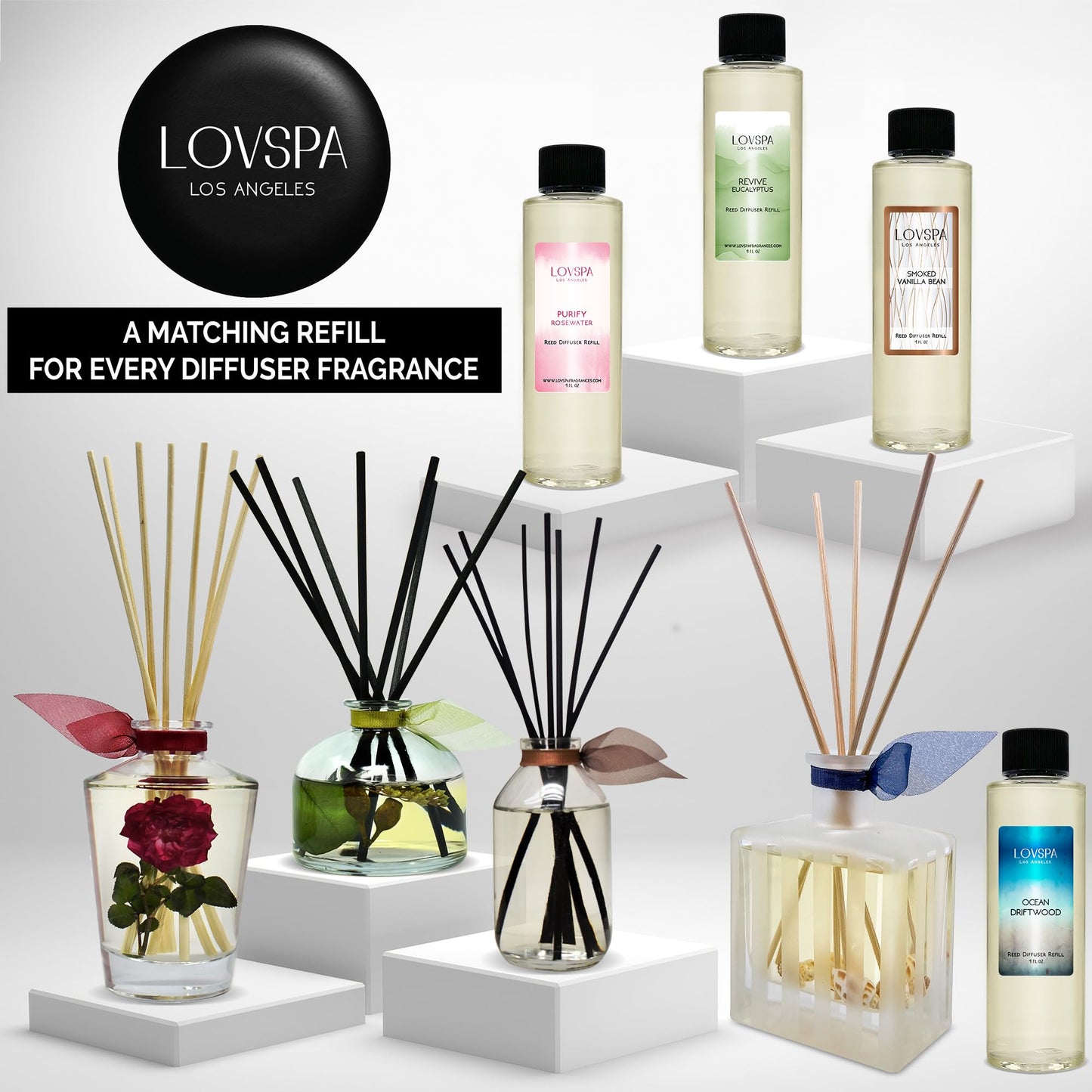 Reed Diffuser Set, Smoked Vanilla 4 fl oz with Reed Sticks, Shelf Decor