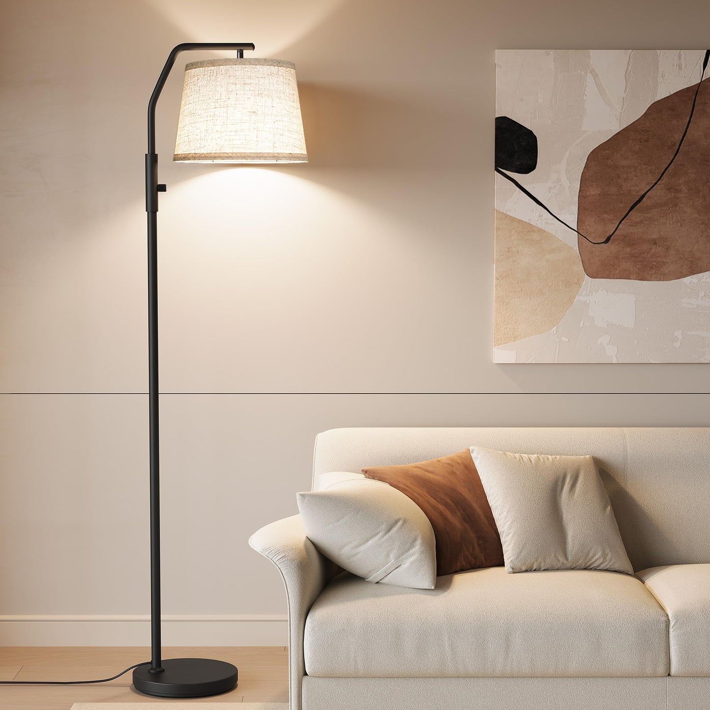 SUNMORY Floor Lamps for Living Room, 9W Bulb Included, Lamp for Bedroom with Adjust Head, Standing Lamp with Rotary Switch, 0-100% Dimmable Floor Lamp for Living Room Bedroom Office Nursery