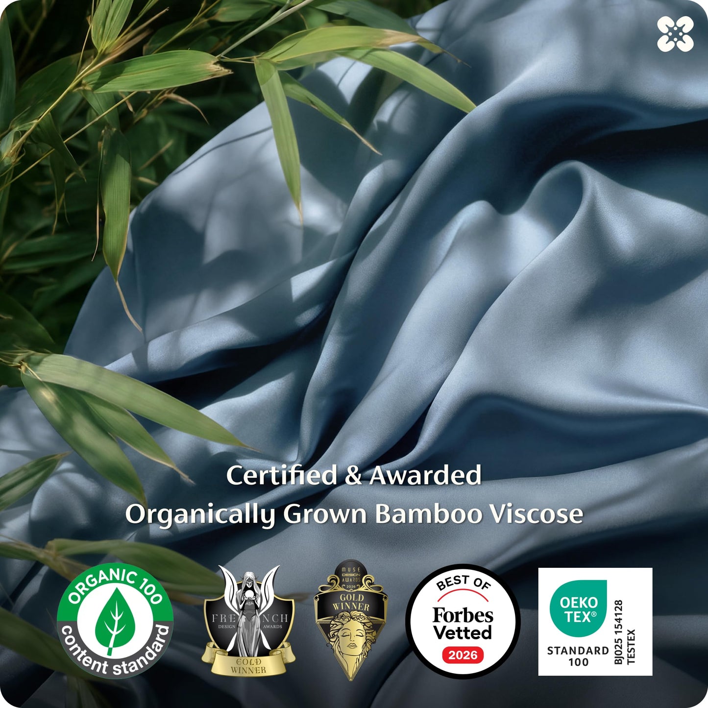 Bedsure 100% Organically Grown Bamboo Viscose Queen Sheet Set | Cooling Bedsheets for Hot Sleepers | Luxury Silky Soft PureWoven | 18" Deep Pocket with Corner Straps | Oeko-Tex [Mineral Blue]