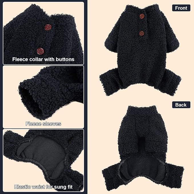 Dog Sweaters for Small Dogs Winter Dog Pajamas Sized Dogs Boy Girl Fleece Pet Clothes Puppy Outfit 4 Legs Jumpsuits for Chihuahua Yorkie Cat Apparel (Blue, XX-Small)