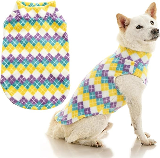 Gooby - Stretch Fleece Vest, Pullover Fleece Vest Jacket Sweater for Dogs, Argyle Blue, 3X-Large
