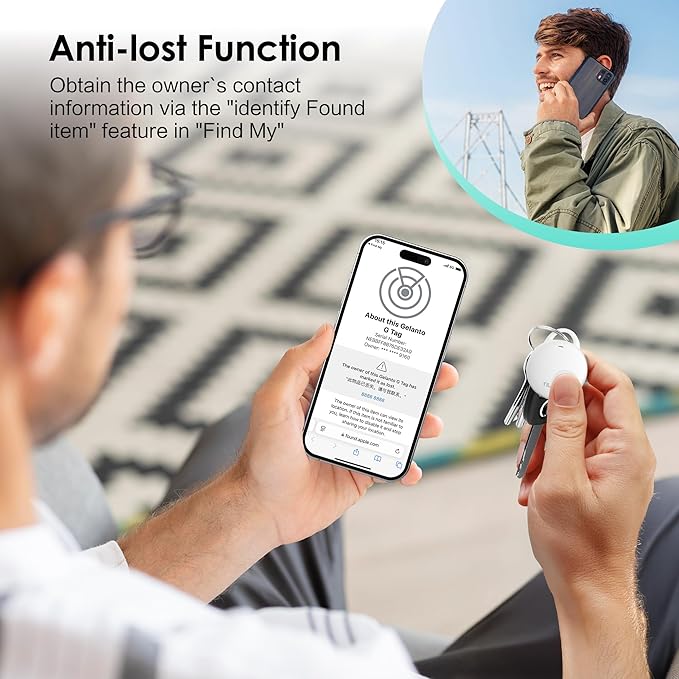 Air Tracker Tags-4 Pack: Bluetooth Tracker Works with Apple Find My (iOS Only), Key Tags and Smart Tag Locator for Luggage, Backpack, Suitcases, Pets, Replaceable Battery(White)