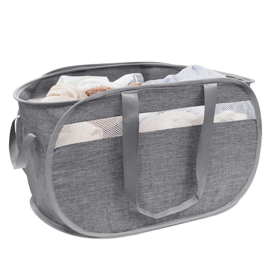 Collapsible Laundry Baskets, Foldable Tear Proof Pop Up Hamper with Reinforced Carry Handles, Durable Laundry Hamper for Home, Laundry, Bathroom, Dorm or Travel (Grey)