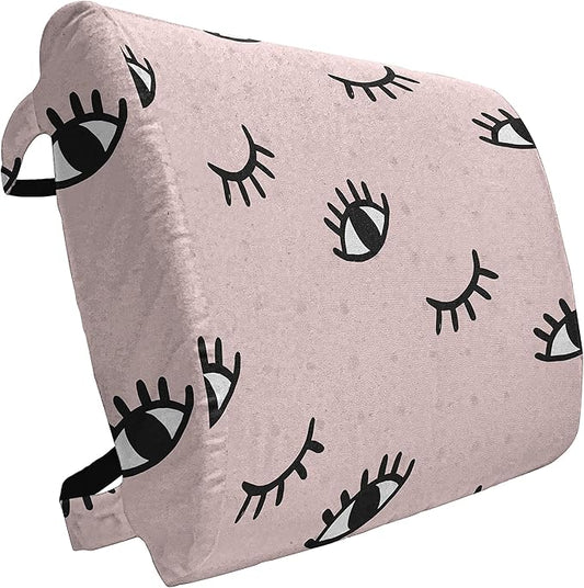 Ambesonne Eyelash Lumbar Back Support Pillow, Doodle Style Open and Closed Eyes Hand Drawn Sketch Abstract Design, High Density Foam for Office Chairs Car Seats, 14" x 13", Rose Black White